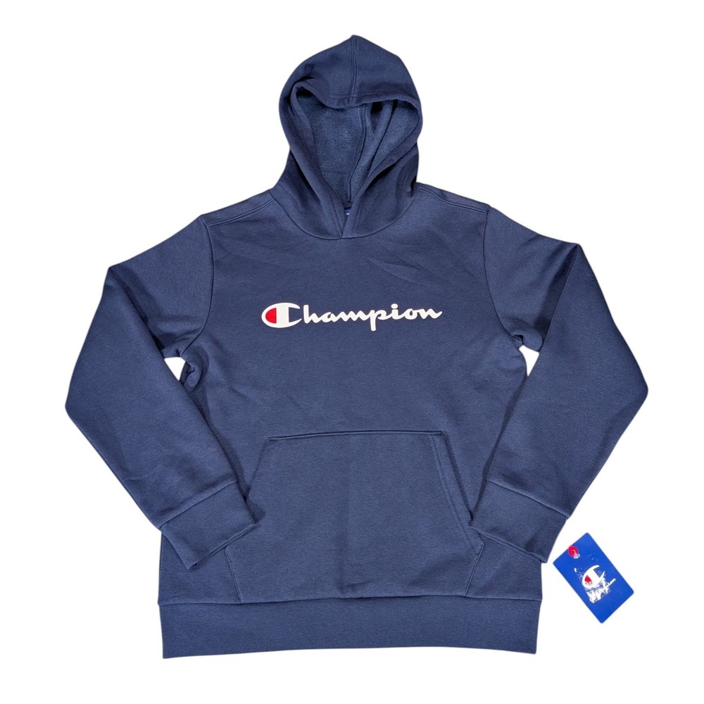 Champion Kids Navy Blue Fleece Hoodie Sweatshirt BB1007 Size M 10/12 NWT